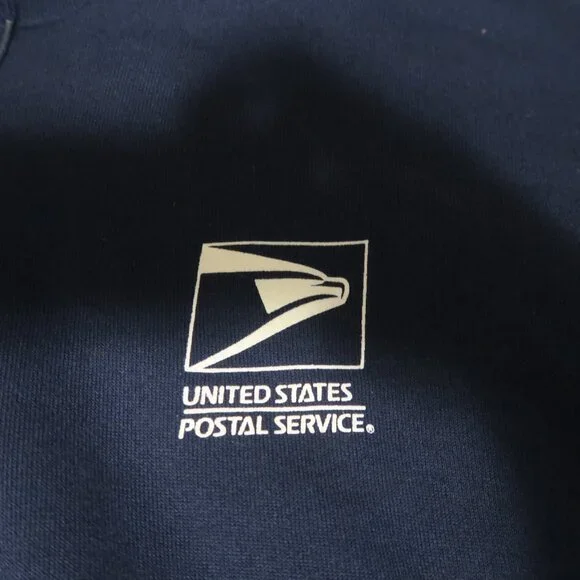 VTG USPS United States Postal Service Logo Hoodie Full Zip Navy Blue XL